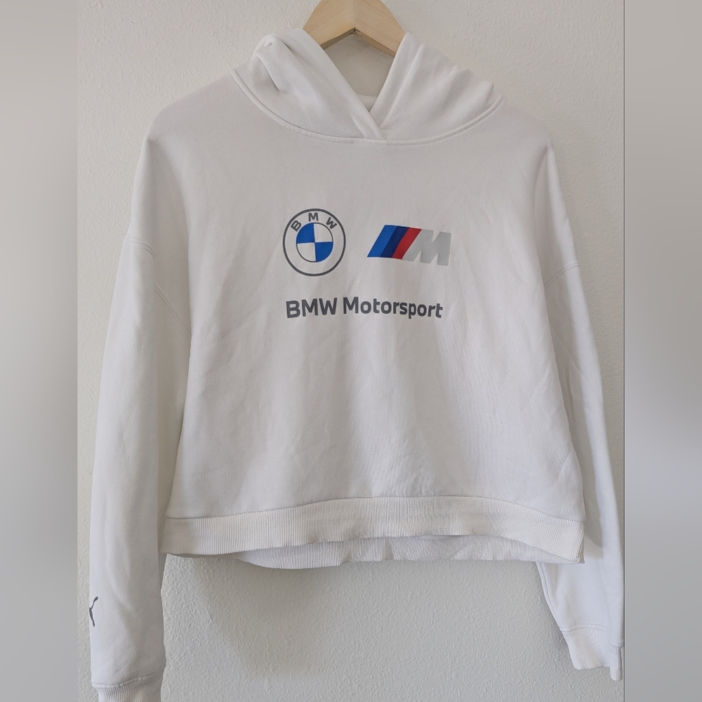 Puma BMW Motorsport White Cropped Hoodie